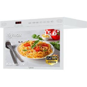 SYLVOX 15.6" Under Cabinet Smart TV – 360° Rotation, 90° Flip-Down Screen, Wireless Connectivity, Space-Saving Design for Kitchen, Bedroom, or RV. (Pure White) in Saudi Arabia