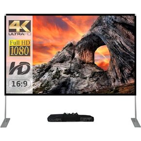 Projector Screen with Stand 100 inch Portable Projection Screen 16:9 4K HD Rear Front Projections Movies Screen with Carry Bag for Indoor Outdoor Home Theater Backyard Cinema Travel