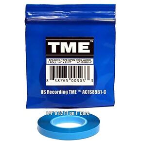 TME Open Reel Audio Splicing Tape Blue Color 1/4 in X 82 Ft in Logo Poly Pack for RMGI Quantegy Maxell AMPEX ATR Media AC1S89B1C