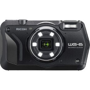RICOH WG-6 Webcam Black Waterproof Camera 20MP Higher Resolution Images 3-inch LCD Waterproof 20m Shockproof 2.1m Underwater Mode 6-LED Ring Light for Macro Photography