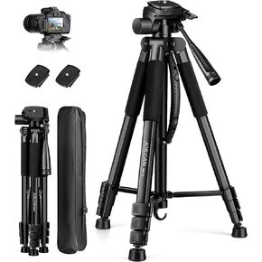JOILCAN Tripod for Camera, Camera Tripod 67" Heavy Duty Tripod, Phone Tripod for Video Recording Photo Vlog, Aluminum Camera Tripods with Holder & Travel Bag for Camera DSLR iPhone Projector Laser