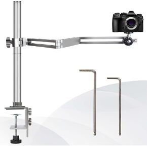 حامل حامل للكاميرا العلوية للمكتب، تصميم متعدد الأذرع، ارتفاع قابل للتعديل، حامل تصوير DSLR من الأعلى إلى الأسفل، مع رأس كروي 360 درجة للضوء الدائري/كاميرا الفيديو/كاميرا الويب/إضاءة اللوحة in Kuwait