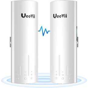 UeeVii CPE450 Wireless Bridge,5.8G 100Mbps Access Point to Point WiFi Bridge Outdoor to Shop Barn Garage Building,Plug and Play,3KM Long Distance,14dBi Antenna,24V PoE Injector,2 RJ45 LAN Port,2PCS