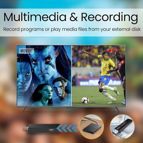 صندوق محول رقمي صغير ZJBOX للتلفزيون، صندوق موالف تلفزيون 1080 بكسل مع مخرج HDMI، موالف ATSC مخفي خلف التلفزيون، يتضمن كابلات HDMI و3RCA. كامل المواصفات، تسجيل وتشغيل برامج التلفزيون، مشغل وسائط USB in Kuwait