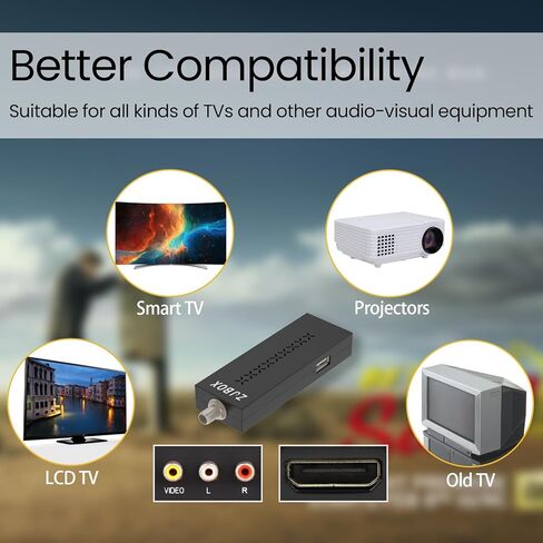 صندوق محول رقمي صغير ZJBOX للتلفزيون، صندوق موالف تلفزيون 1080 بكسل مع مخرج HDMI، موالف ATSC مخفي خلف التلفزيون، يتضمن كابلات HDMI و3RCA. كامل المواصفات، تسجيل وتشغيل برامج التلفزيون، مشغل وسائط USB in Kuwait