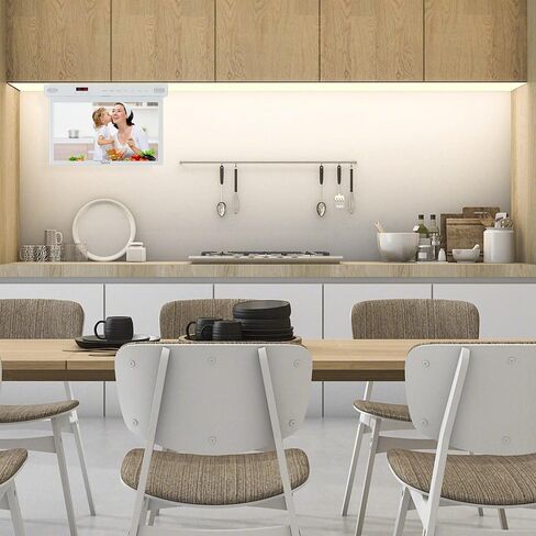 SYLVOX 15.6" Under Cabinet Smart TV – 360° Rotation, 90° Flip-Down Screen, Wireless Connectivity, Space-Saving Design for Kitchen, Bedroom, or RV. (Pure White) in Kuwait