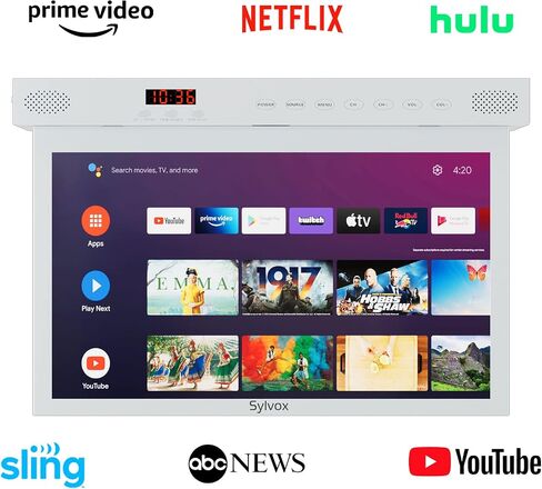 SYLVOX 15.6" Under Cabinet Smart TV – 360° Rotation, 90° Flip-Down Screen, Wireless Connectivity, Space-Saving Design for Kitchen, Bedroom, or RV. (Pure White) in Kuwait