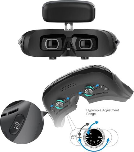 جوفيز نظارة لايت مع حافظة - سماعات راس ثلاثية الابعاد HD بشاشة OLED، عدسة مدمجة قابلة للتعديل لطول النظر وقصر النظر متوافقة مع الكمبيوتر والجوال وجهاز فك التشفير والطائرات بدون طيار in Kuwait