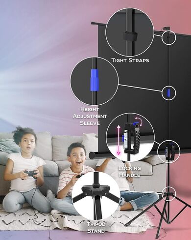 Projector Screen with Stand 120 inch - Indoor and Outdoor Projection Screen for Movie or Office Presentation - 4:3 HD Premium Wrinkle-Free Tripod Screen in Saudi Arabia