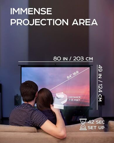 Projector Screen with Stand 120 inch - Indoor and Outdoor Projection Screen for Movie or Office Presentation - 4:3 HD Premium Wrinkle-Free Tripod Screen in Saudi Arabia