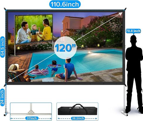 Projector Screen and Stand,JWSIT 80 inch Outdoor Movie Screen-Upgraded 3 Layers PVC 16:9 Outdoor Projector Screen,Portable Video Projection Screen with Carrying Bag for Home Theater Backyard in Kuwait