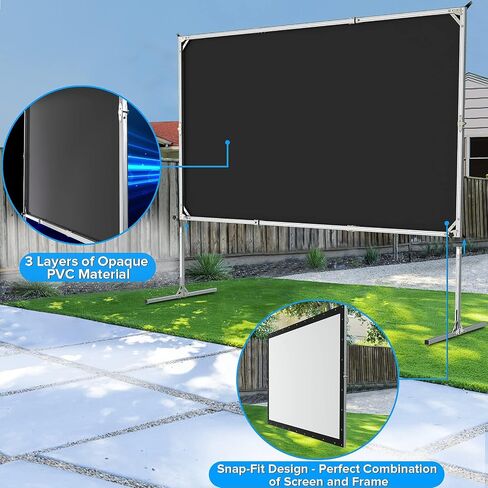 Projector Screen and Stand,JWSIT 80 inch Outdoor Movie Screen-Upgraded 3 Layers PVC 16:9 Outdoor Projector Screen,Portable Video Projection Screen with Carrying Bag for Home Theater Backyard in Kuwait