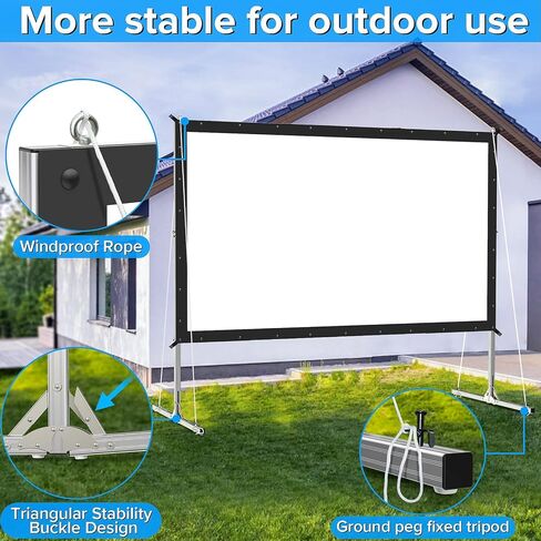 Projector Screen and Stand,JWSIT 80 inch Outdoor Movie Screen-Upgraded 3 Layers PVC 16:9 Outdoor Projector Screen,Portable Video Projection Screen with Carrying Bag for Home Theater Backyard in Kuwait