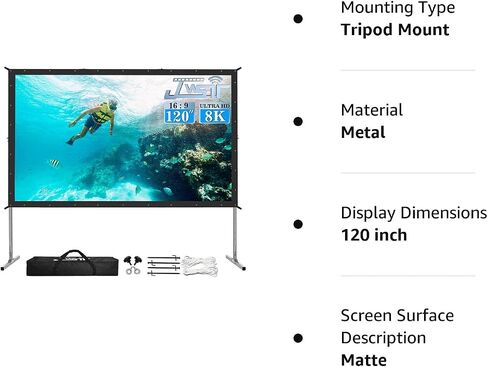 Projector Screen and Stand,JWSIT 80 inch Outdoor Movie Screen-Upgraded 3 Layers PVC 16:9 Outdoor Projector Screen,Portable Video Projection Screen with Carrying Bag for Home Theater Backyard in Kuwait