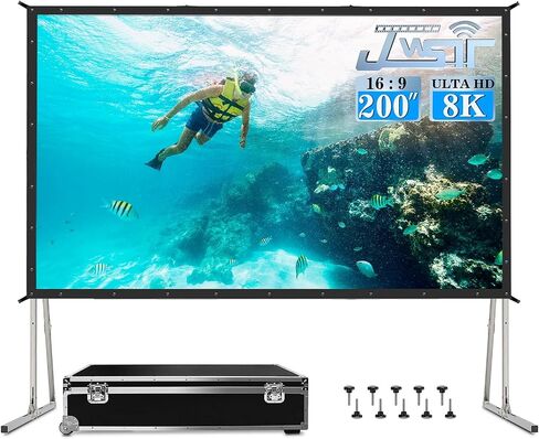 Projector Screen and Stand,JWSIT 80 inch Outdoor Movie Screen-Upgraded 3 Layers PVC 16:9 Outdoor Projector Screen,Portable Video Projection Screen with Carrying Bag for Home Theater Backyard in Kuwait