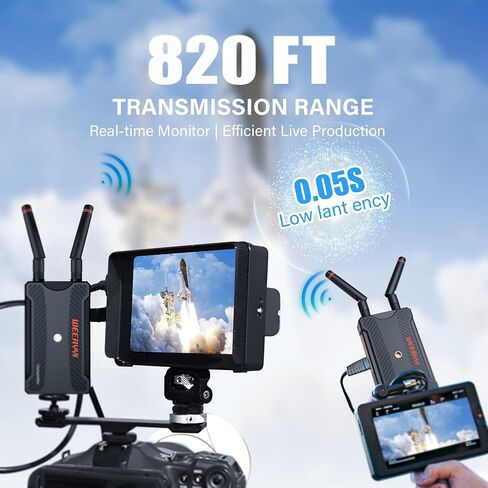 Wireless HDMI Transmitter and Reciever Support 5.8GHz 1080P @60Hz Full HD Wireless Audio Video 820FT Long Distance Stable Dlivery with HDMI Loop-Out and Support IR for TVS,DV in Kuwait