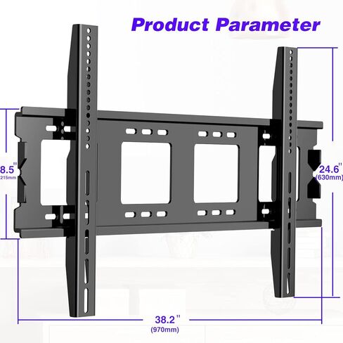 ASMXQY Heavy Duty Fixed TV Wall Mount for Most 50-120 "TVs, VESA up to 900x600mm, 65 70 75 80 85 90 95 100 110 Inch Low Profile TV Wall Mount Bracket,Large TV Mount in Kuwait