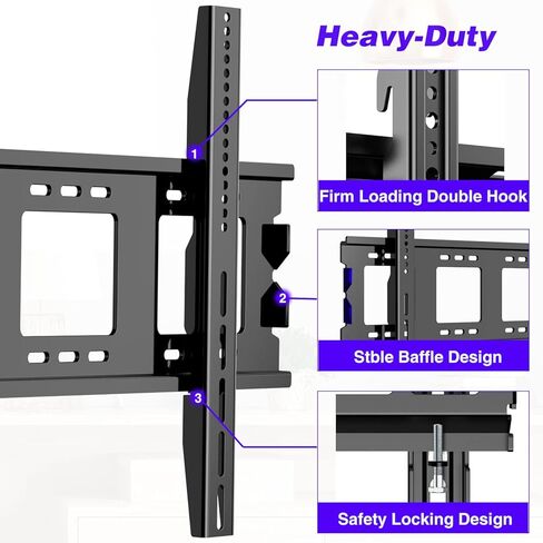 ASMXQY Heavy Duty Fixed TV Wall Mount for Most 50-120 "TVs, VESA up to 900x600mm, 65 70 75 80 85 90 95 100 110 Inch Low Profile TV Wall Mount Bracket,Large TV Mount in Kuwait