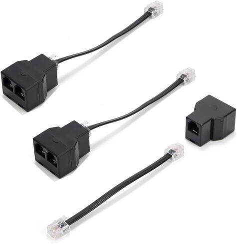 Vthahaby Phone Line Splitter,Telephone Splitter,with RJ11 6P4C Plugs,Suitable for Telephone,Fax Machine,Black (Black 3Pack) in Kuwait