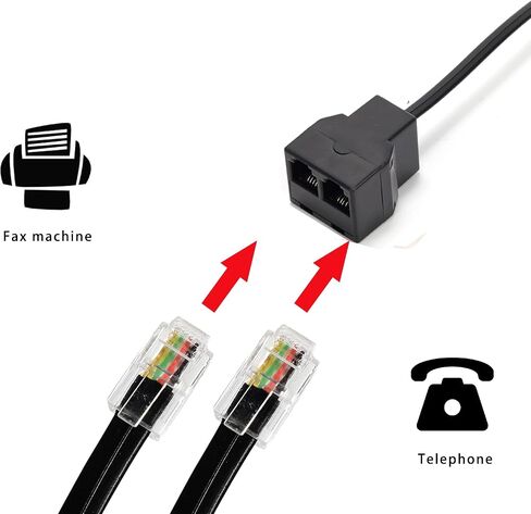 Vthahaby Phone Line Splitter,Telephone Splitter,with RJ11 6P4C Plugs,Suitable for Telephone,Fax Machine,Black (Black 3Pack) in Kuwait