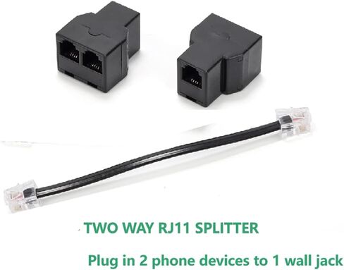 Vthahaby Phone Line Splitter,Telephone Splitter,with RJ11 6P4C Plugs,Suitable for Telephone,Fax Machine,Black (Black 3Pack) in Kuwait