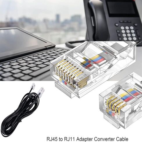 خط هاتف Vthahaby (3 حزم 3.3FT) كابل محول RJ45 إلى RJ11 RJ45 8P4C ذكر إلى RJ11 6P4C ذكر لخدمة الهاتف الأرضي للتوسيع والتوصيل للفاكس أو جهاز الرد على المكالمات in Kuwait