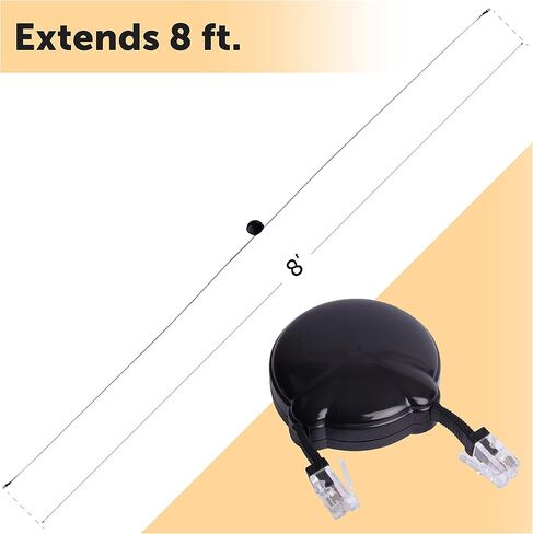 Softalk Cord Manager Retractable Phone Cord Detangler Cable for Landlines and Office Telephones, Black, 8 ft in Kuwait