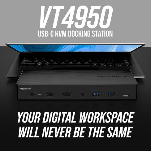 VisionTek VT4950 KVM USB-C Docking Station - Dual Host 100W Charging, Triple 4K Display, 4X USB, 1x USB-C, Ethernet and Audio, for Windows, Mac and Chrome OS 901520 in Saudi Arabia
