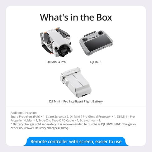 DJI Mini 4 Pro Fly More Combo with DJI RC 2, Drones with Camera for Adults 4K, Under 0.549 lbs/249 g, 3 Batteries for up to 102 Mins Flight Time, Smart Return to Home, Drone for Beginners in Kuwait