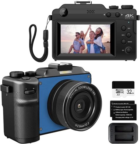 أحدث كاميرا رقمية 4K، كاميرات ضبط تلقائي للصورة بدقة 48 ميجابكسل للتصوير الفوتوغرافي، وكاميرا فيديو مع تقريب رقمي 18X وكاميرا مضادة للاهتزاز وكاميرا تسجيل فيديو واي فاي وكاميرا توجيه وتصوير مع بطاقة 32 جيجابايت in Kuwait