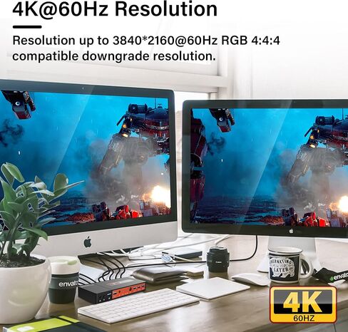 KVM Switch DisplayPort - HDMI KVM Switches 2 Port Dual Monitor Extended Display, 4K@60Hz 4:4:4 KVM Switch 2 Monitors 2 Computers with 3 USB 3.0 Hub, Audio, Hotkey & Button Switching in Kuwait