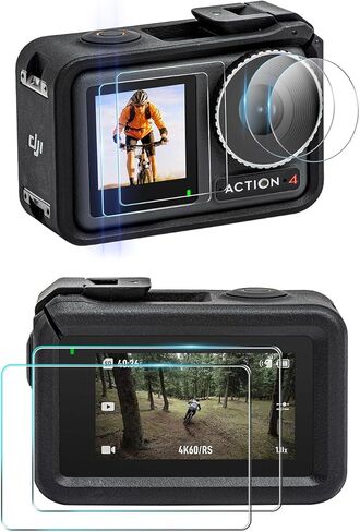 واقي شاشة من الزجاج المقسى لكاميرا دي جيه اي اوسمو اكشن 4 من سوبتو، قطعتان من واقي الشاشة الامامي والخلفي + قطعتين من رقائق العدسة، ملحقات كاميرا دي جيه اي اوسمو اكشن 4 (6 قطع) in Kuwait