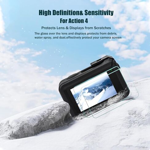 واقي شاشة من الزجاج المقسى لكاميرا دي جيه اي اوسمو اكشن 4 من سوبتو، قطعتان من واقي الشاشة الامامي والخلفي + قطعتين من رقائق العدسة، ملحقات كاميرا دي جيه اي اوسمو اكشن 4 (6 قطع) in Kuwait