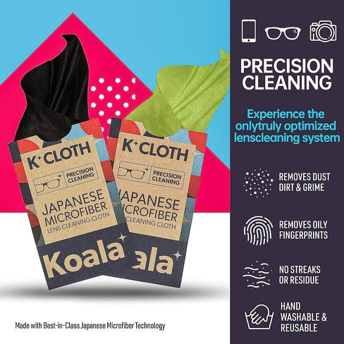 Koala Lens Cleaning Cloth | Japanese Microfiber | Black & Green (Pack of 6) in Kuwait