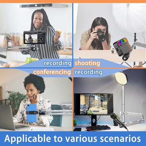 حامل حامل للكاميرا العلوية للمكتب، تصميم متعدد الأذرع، ارتفاع قابل للتعديل، حامل تصوير DSLR من الأعلى إلى الأسفل، مع رأس كروي 360 درجة للضوء الدائري/كاميرا الفيديو/كاميرا الويب/إضاءة اللوحة in Kuwait