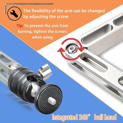 حامل حامل للكاميرا العلوية للمكتب، تصميم متعدد الأذرع، ارتفاع قابل للتعديل، حامل تصوير DSLR من الأعلى إلى الأسفل، مع رأس كروي 360 درجة للضوء الدائري/كاميرا الفيديو/كاميرا الويب/إضاءة اللوحة in Kuwait