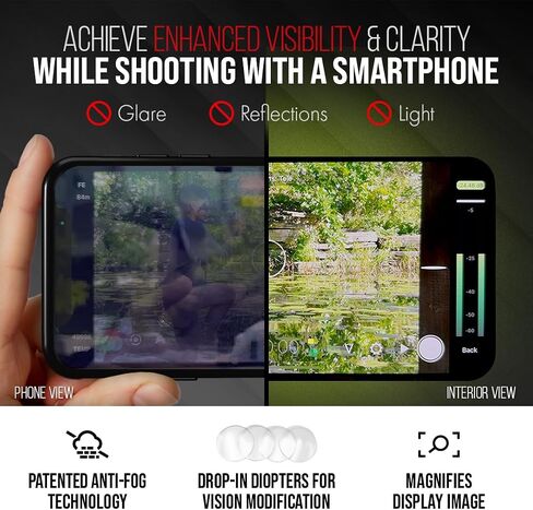 Zacuto Smart Z Finder | عدسة الكاميرا المدمجة لجهاز فيديو الهاتف الذكي | مع حزام اليد، وحامل الهاتف المحمول على الجسر، والديوبتر، والدروع المضادة للضباب | ملحقات صناعة الأفلام وصانعي المحتوى للهواتف الذكية in Kuwait