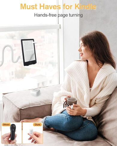 حلقة دوارة للصفحة بجهاز التحكم عن بعد لجهاز Kindle Paperwhite Oasis، وحدة تحكم للقارئ الإلكتروني بلوتوث، حلقة TikTok، مصراع الكاميرا - أبيض in Kuwait