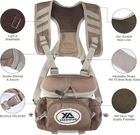 حزام xaegistac ثنائي العينين، خفيف الوزن، حزام صدر بينو، مريح وقابل للتعديل، رائع للصيد والرماية in Kuwait