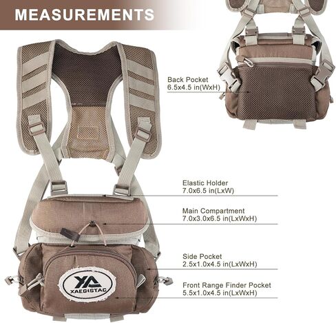 حزام xaegistac ثنائي العينين، خفيف الوزن، حزام صدر بينو، مريح وقابل للتعديل، رائع للصيد والرماية in Kuwait