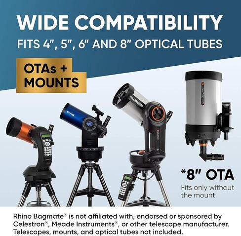 حافظة تلسكوب باج ميت اتش 8 للانابيب البصرية من رينو | حافظة صلبة مع بطانة ناعمة لاقصى حماية لانابيب بصرية 4 انش و5 انش و6 انش و8 انش | تتضمن شنطة ملحقات مدمجة in Kuwait