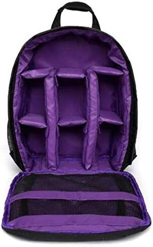Waterproof SLR/DSLR Camera Backpack Shoulder Bag Travel Case For Canon Nikon Sony Digital Lens (Medium, Purple) in Saudi Arabia