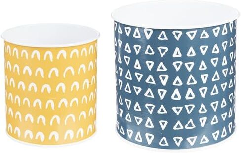 حاوية مكتب بنمط المينا من جانز، معدنية، قطر 12.7 سم، ارتفاع 11.43 سم، متعددة الألوان، مجموعة من قطعتين in Kuwait