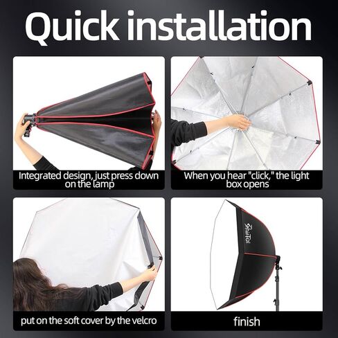 Softbox Photography Lighting Kit,37" Octange Softbox Lighting Kit with Honeycomb Grid 110W 2700K-6500K 11000Lux Dimmable LED Prismatic Lamp and Remote Control, Lighting for Video Recording in Saudi Arabia