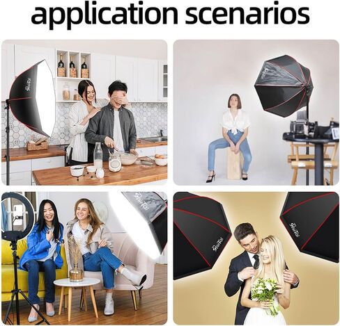 Softbox Photography Lighting Kit,37" Octange Softbox Lighting Kit with Honeycomb Grid 110W 2700K-6500K 11000Lux Dimmable LED Prismatic Lamp and Remote Control, Lighting for Video Recording in Saudi Arabia