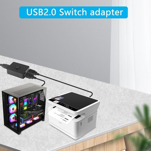 CERRXIAN USB2.0 Switch Selector,USB KVM Switcher Adapter,Bi-Directional USB Sharing Switch 2 in 1 Out/ 1 in 2 Out,USB Switcher 2 Computers Share Keyboard Mouse Scanner Printer in Saudi Arabia