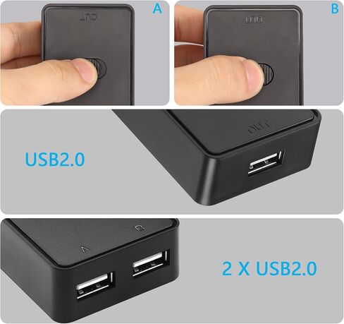 CERRXIAN USB2.0 Switch Selector,USB KVM Switcher Adapter,Bi-Directional USB Sharing Switch 2 in 1 Out/ 1 in 2 Out,USB Switcher 2 Computers Share Keyboard Mouse Scanner Printer in Saudi Arabia