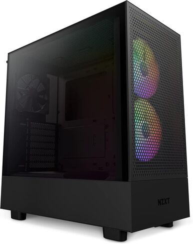 NZXT H5 Flow RGB Compact ATX Mid-Tower PC Gaming Case– Black & Kraken 240 - ‎RL-KN240-B1-240mm AIO CPU Liquid Cooler - Customizable 1.54" Square LCD Display for Images in Saudi Arabia