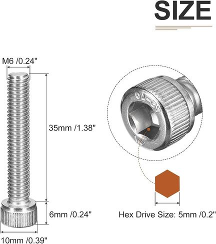 DTGN M5x14mm Socket Head Cap Screws Bolts, 40Pcs 304 Stainless Steel 18-8, Metric Machine Hex Socket Screw, Hex Drive, Bright Finish, UNC Coarse Thread Fully Threaded in Kuwait