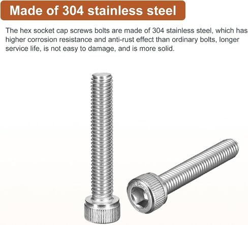 DTGN M5x14mm Socket Head Cap Screws Bolts, 40Pcs 304 Stainless Steel 18-8, Metric Machine Hex Socket Screw, Hex Drive, Bright Finish, UNC Coarse Thread Fully Threaded in Kuwait